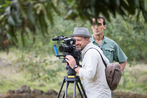 Sebastian in the field shooting footage Dominican Republic