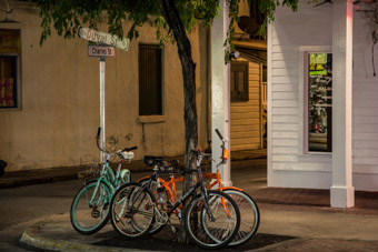 chained bikes on duval street in key west florida