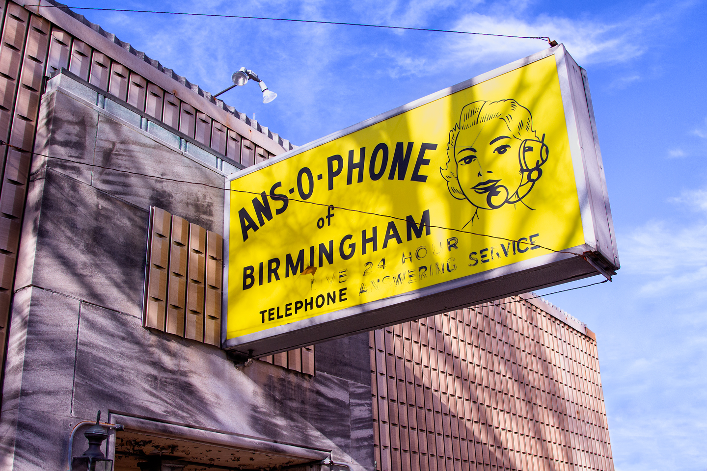 vintage sign for ans-o-phone phone answering service birmingham alabama