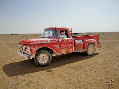 vintage ford truck in the syrian desert