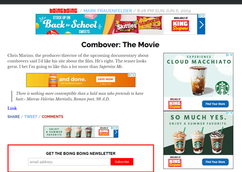 blog boing boing post about Combover: the Movie